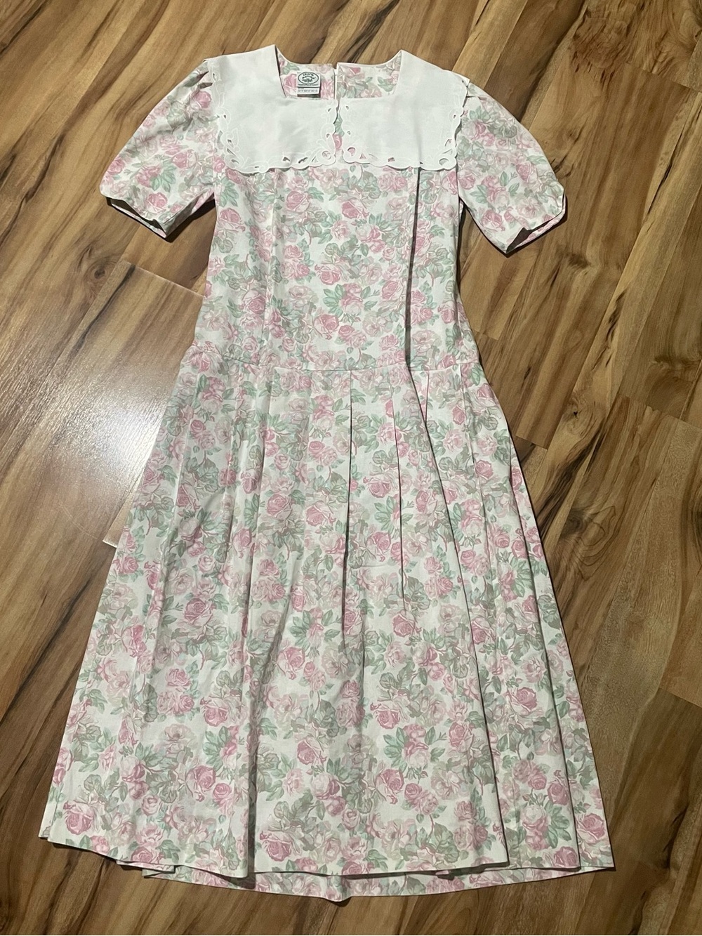 VTG 80s Laura Ashley Cottagecore Prairie Dress Rose Print Made In Ireland 12